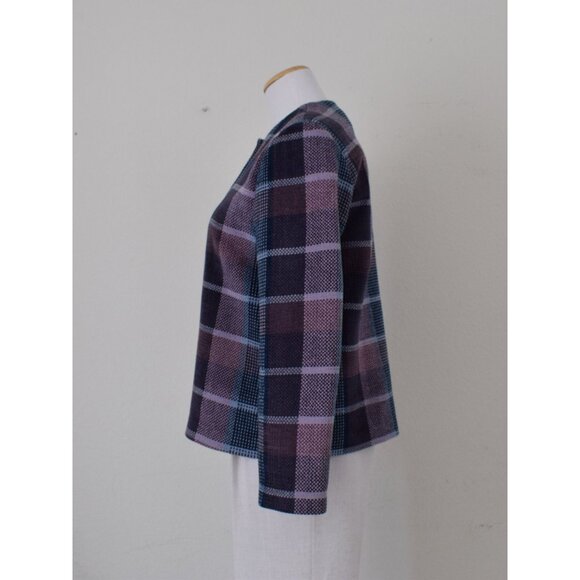 Vintage 80s Acrylic Plaid Boxy‎ Polyester Jacket size 10P - Picture 2 of 10